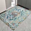 Easy-Going Boho Area Rug 3x5 Entryway Rug Washable Inside Door Mats for Home Entrance Non-Slip Medallion Distressed Small Rugs for Entry Living Room Bedroom Kitchen Lightweight Carpet, Vintage Multi