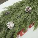 6FT Faux Cedar Garland, Real Touch Christmas Cypress Garland, Realistic Pine Cypress Bendable Branches for Mantel Decor Fireplace Staircase Table Centerpiece Indoor Outdoor Holiday Winter Decor