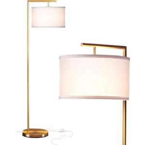 Brightech Montage Modern Floor lamp, LED Floor Lamp for Living Rooms & Offices - Tall Standing Lamp for Bedroom Reading - Corner Pole Lamp for Contemporary Home Decor - Gold, Antique Brass