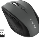 EYOOSO Wireless Mouse for Laptop, Portable Optical Computer Mouse, 6 Buttons, Cordless 2.4GHz with USB Receiver, 5Level 4800 DPI, 18 Months Battery Life, for PC, Chromebook, Windows, Mac(Black)