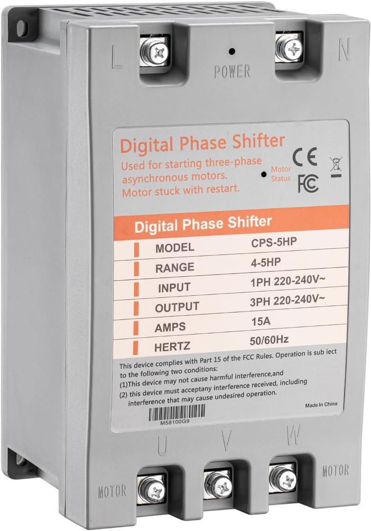 Single Phase to 3 Phase Converter5HP 220V 3 Phase Converter220V-240V Input/Output Digital Phase Shift for 5HP Motor