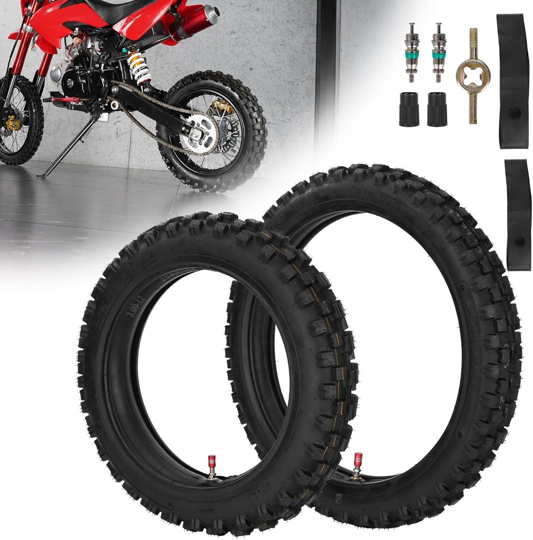 60/100-14 2.50-14 + 80/100-12 3.00-12 Tire and Inner Tube for 90cc 110cc 125cc SSR CRF XR70 CR60R KLX110 KX60 DRZ DS80 JR80 PW80 TTR90 YZ60 65SX Pit Dirt Bike