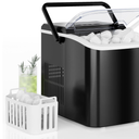 DUMOS Countertop Ice Maker with Handle, 26lbs/24H Portable Ice Machine, 9 Bullet Cubes Ready in 6 Mins, Self-Cleaning, Quiet Compact for Home, Kitchen, RV, Camping, Bright Black