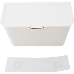 Wall Mounted Laundry Basket, 4L Multifunction Wall Hanging Laundry Storage Container Organizer with Lid for Bedroom, Bathroom (White)