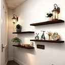 Brown Wood Floating Shelves For Wall Shelves For Bedroom, 24 Inch Set Of 4