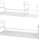 Expandable Under Shelf Storage Basket, 2 Pack Hanging Baskets Under Cabinet Shelf Organizer, Add-on Space Saver Kitchen, Pantry, Laundry Room, Heavy-Duty Slide-in White Higher & Wider Size (13.19-23.03" W  8.66" D  7.16" H)
