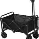 50L Collapsible Wagons Carts,Foldable Shopping Wagon Cart150lbs Weight Capacity Beach Wagon with Wheels,Collapsible Folding Utility for Camping, Garden, Sports, Shopping (Black)