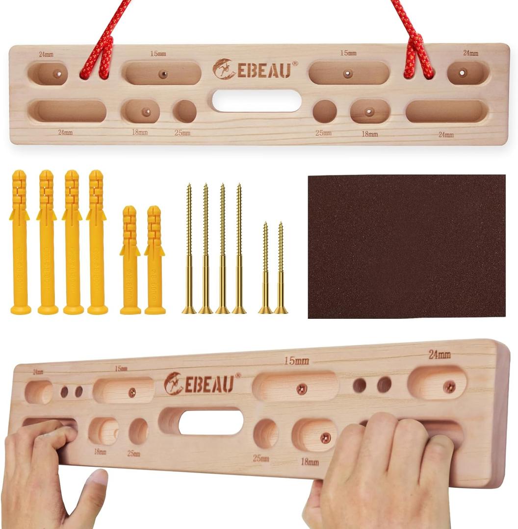 ebeau Climbing Hangboard Portable Hangboard Rock Climbing Holds for Climbing and Grip Training, Door-Mounted Workouts, and Pull-Up Bars for Rock Climbers for Climbers