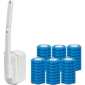 Disposable Toilet Brush with 48 Refills,Toilet Cleaning Supplies,Toilet Wand Brush Starter Kit,Wall Mounted Toilet Bowl Cleaner Brush with Holder for Bathroom Deep Cleaning & Hygiene (White)