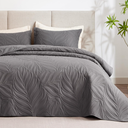 EXQ Home Quilt Set Full Queen Size Grey 3 Piece,Lightweight Soft Coverlet Modern Style Leaf Pattern Bedspread Set(1 Quilt,2 Pillow Shams)