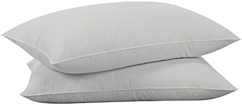 puredown Goose Feathers Down Pillows - Standard Size Bed Sleeping Hotel Collection Pillows Set of 2 with 100% Cotton Cover, Grey, 20 in x 26 in
