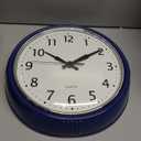 Bernhard Products Retro Wall Clock 12 Inch Navy Blue Kitchen 50's Vintage Design Round Silent Non-Ticking Quartz Battery Operated Clocks for Home Office School Classroom Kids Bedroom Living Room