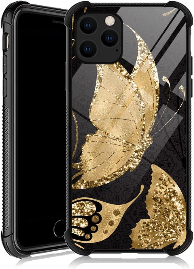 DJSOK Compatible with iPhone 13 Mini CaseDesign Pattern Back Bumper Anti Scratch Reinforced Corners Soft TPU Caver,Cases for Men Women-Golden Butterfly