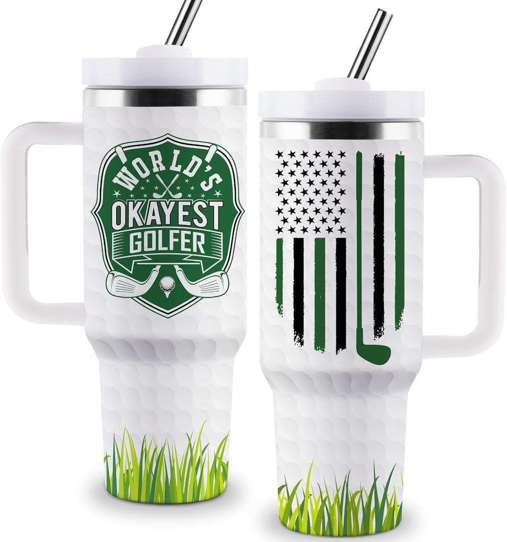 Golf Gifts for Men, Fathers Day Golf Gifts for Dad, Golfer Gift for Him, 40oz Stainless Steel Tumbler