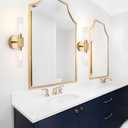 BYOLIIMA Gold Knurled Texture Wall Sconce Clear Glass Shade Modern Bathroom Vanity Light Fixtures 2-Lights Mid Century Wall Light for Mirror Living Room Hallway E26 T10 Bulbs(Excluded)