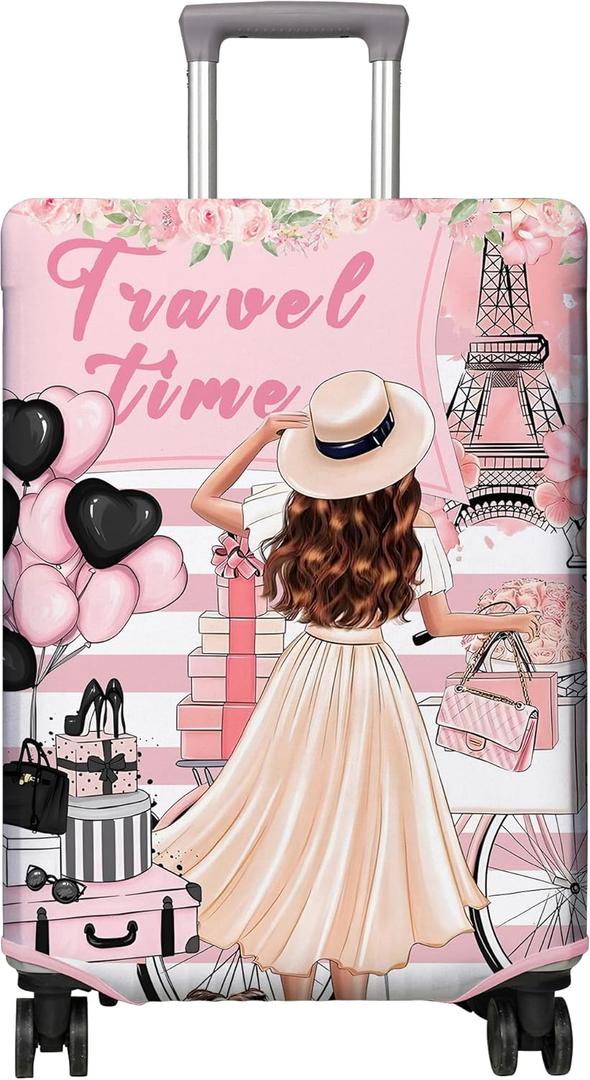 Travel Luggage Cover Suitcase Protector Fits 18-32 Inch Wheel Covers PatternedTravel Related Items Flower Luggage Protector Elastic M (M(22-24in))