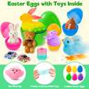 Jumlys 30 Pack Prefilled Easter Eggs with Toys, Mix 4 Sizes Surprise Plastic Easter Eggs with Toys Inside, Perfect for Easter Egg Hunt , Basket Stuffers and Party Favors