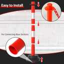 4 Pack 34 Inches Traffic Delineator Post Cones, Portable Orange Safety Driveway Barrier with Weighted Rubber Base, Reflective Collars, 5 FT Plastic Chain for Road Safety,Parking Lot