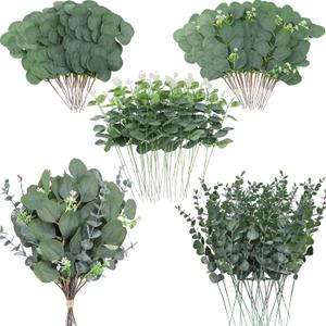 Crowye 90 Pcs 4 Kinds Mixed Artificial Floral Greenery Eucalyptus Leaves Stems Silver Dollar Leaves Spray Fake Plants for Wedding Vase Floral Bouquet Centerpieces Flowers Arrangement Decor