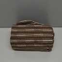 Kevin Textile Brown and Beige Farmhouse Striped Patchwork Linen Decorative Throw Pillows Covers 20x20, Set of 2, Modern Accent Square Cushion Covers for Couch Chair Bedroom Fall Decorations