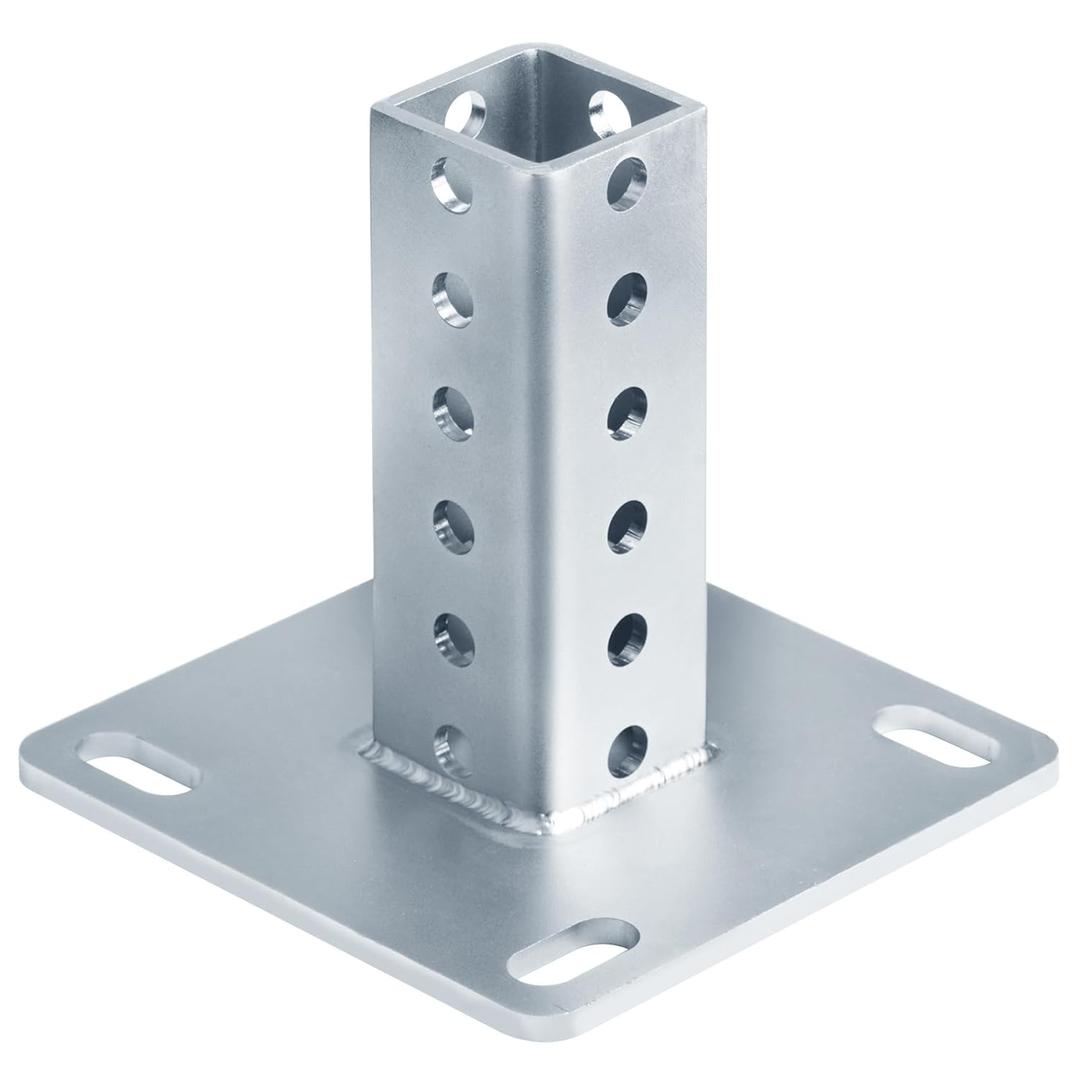Square Sign Post Anchor Base for 1-1/2" x 1-1/2" Sign Post, Surface Mount Flange Base, 1 Pack