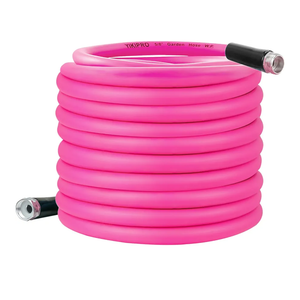 Garden Hose 5/8 in. x 100 ft, Flexible Water Hose, Heavy Duty Rubber Hose Leakproof, All-Weather Flexibility for Lawn & Garden, Pink