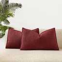 JUSPURBET 16x24 Throw Pillow Covers Set of 2 Decorative Pillow Covers for Couch Sofa Bed Cozy Boucle Textured Lumbar Cushion Covers Cases with Invisible Zipper for Living Room Home Decor,Burgundy