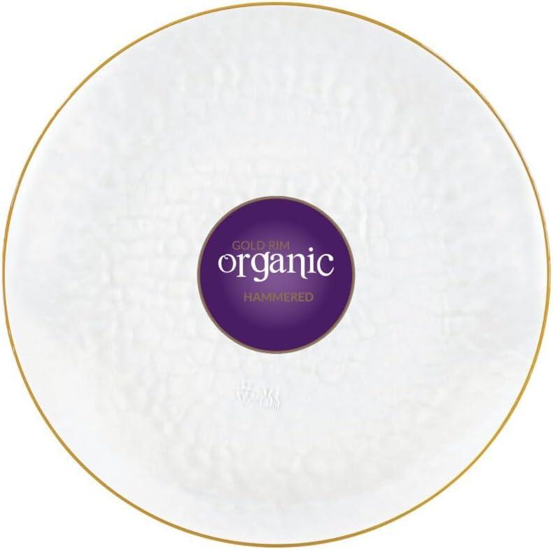 Organic Hammered Clear Gold Rim 9" Plates, Case of 120 (12 packs x 10)