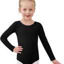 Century Star Long Sleeve Leotards for Girls 2-14 Years - Ballet Dance Leotards Toddler Girl Gymnastics Ballerina Kids Outfits (Black, L)