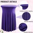 Qubjus 2 Pack Cocktail Tablecloths Stretch Table Skirt - 32x43 inch Bar High Top Stylish and Elegant Cocktail Table Covers for Parties, Weddings, Holidays - Purple