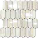 Vamos Tile Long Hexagon Peel and Stick Backsplash Tile - 10 Sheets Stick on Backsplash for Kitchen and Bathroom 12.4 x 12 Inch Glossy Wood Grain PVC Self Adhesive Mosaic Wall Tiles