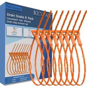 8 Pack 25inch Drain Snake Clog Remover, Drain Hair Remover, Sink Snake Drain Auger Cleaner Tool For Bath Tub, Toilet, Kitchen Sink, Sewer