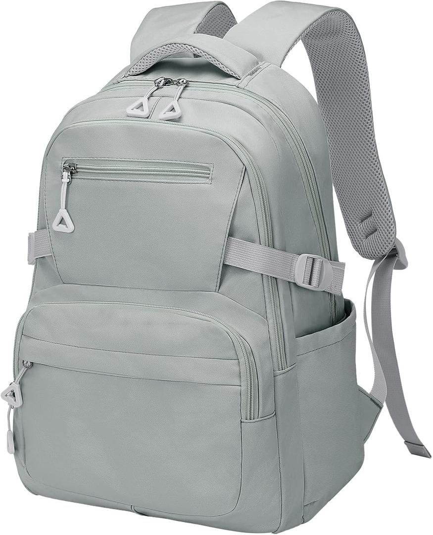 Girls Backpack, Lightweight Aesthetic Bookbag with Anti-Theft Pocket, Fit 15.6 Inch Laptop Backpack for College and Daily Use (Gray)