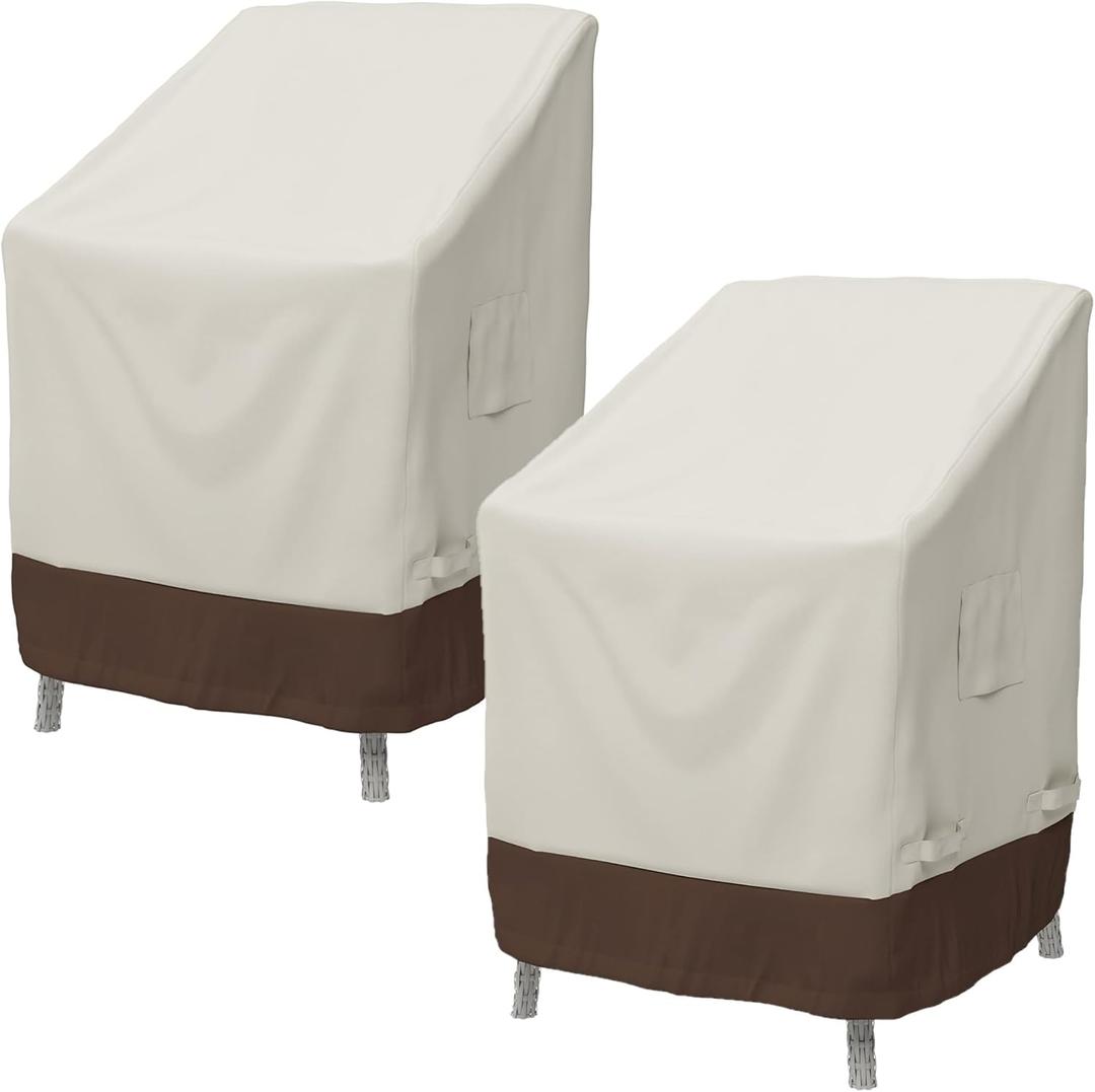 Outdoor Patio Chair Covers Waterproof, Anti-UV, Durable, Set of 2, Beige/Tan