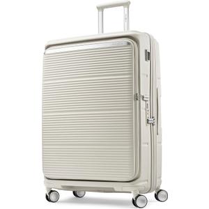 Samsonite Paralux Large Checked Luggage - Innovative Design - Quick Access Front Pocket - Dual Suspension Wheel Technology - TSA Lock - Expandable - Includes Removable Packing Cubes - Stone Grey