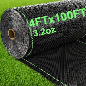 AMAGABELI GARDEN & HOME 4ft x 100ft Weed Barrier Landscape Fabric 3.2oz Garden Plastic Cloth Heavy Duty Weed Control Blocker Mat Gardening Ground Cover Woven Geotextile Fabric Driveway Underlayment