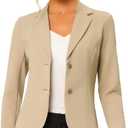 Allegra K Women's Work Office Blazer Stretch Lapel Collar Long Sleeve Jacket Suit Blazer (Teal, S)