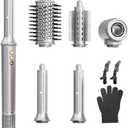 JIGGL 5-in-1 Hot-Air Brush Styler & Dryer - No Heat Damage Auto Wrap Multistyler - 110,000 High Speed Fast Drying Blow Dryer Brush Set - Airbrush Hair Styler & Air Curler for Women Gray