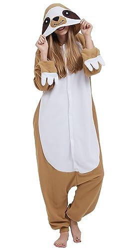 SAMGU Sloth Onesie Costume, Halloween Cosplay Cartoon One Piece Pajamas Homewear for Women Men Medium