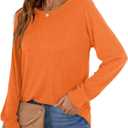 Womens Long Sleeve T Shirts Casual Tops Dressy Fashion Blouses Tunics for Leggings (Orange)
