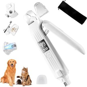 2 in 1 Dog Nail Clippers an Nail Grinder Pet Trimmers for Dogs Cats Claw Nail Care Tool USB Rechargeable Dogs Nail Trimmer with LED Lights and Storage Bag Low Noise Pet Electric Grinder