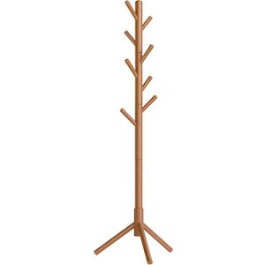 VASAGLE Solid Wood Coat Rack, Free Standing Tree-Shaped Coat Rack with 8 Hooks, 3 Height Options, for Clothes, Hats, Bags, Living Room, Bedroom, Home Office, Caramel Brown URCR04WN