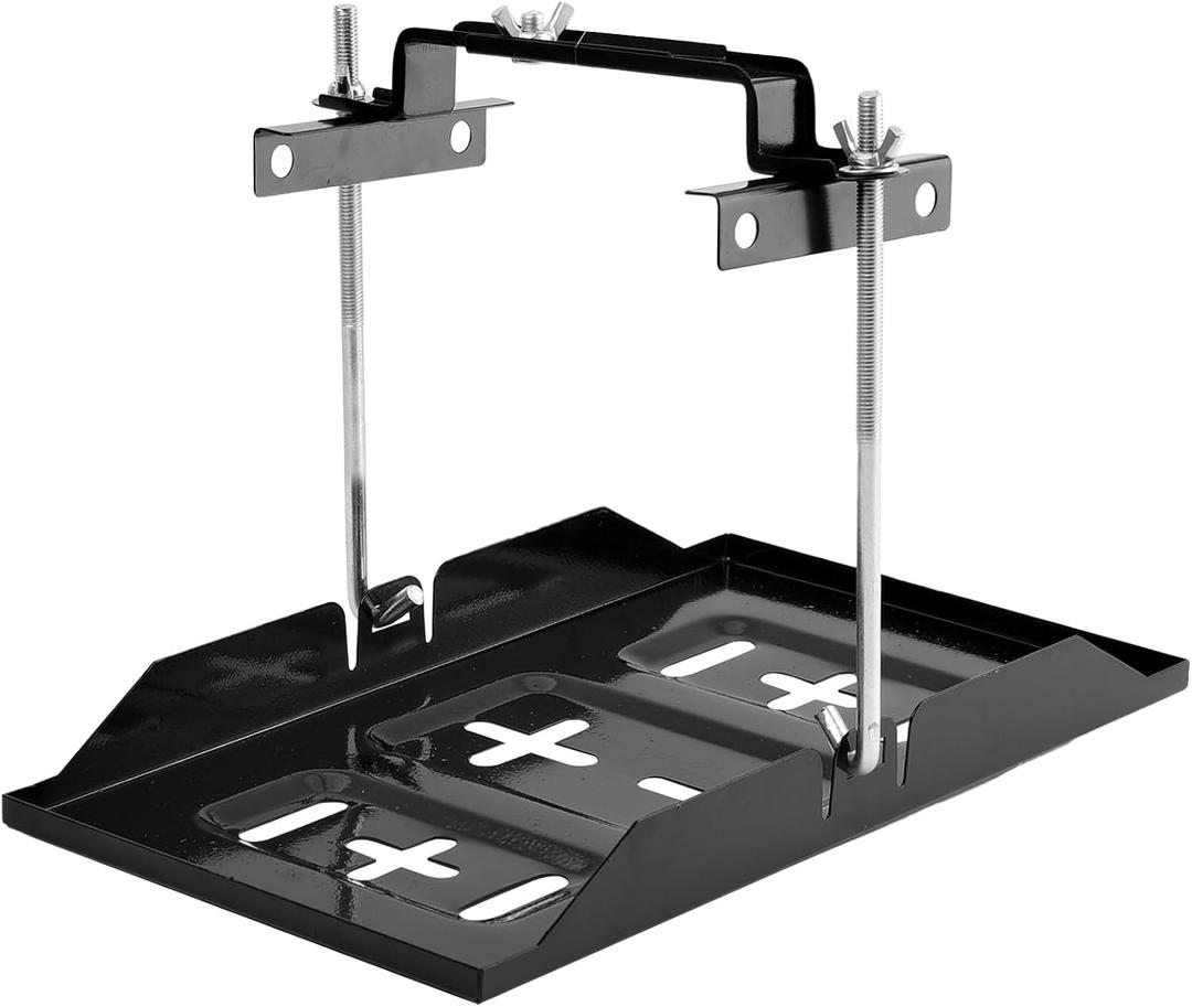 Battery Hold Down Kit Adjustable Battery Tray Universal Battery Box Battery Tie Down Holder with Stainless Steel Bracket Clamp for Boat, Car, Marine