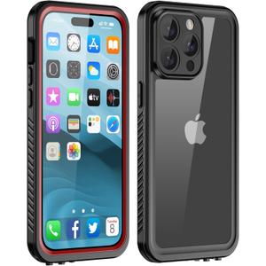 Designed for iPhone 15 Pro Case Waterproof, [Shockproof] [Dustproof] [Built-in Screen Protector] Phone Case for iPhone 15 Pro, Full Protective Case for iPhone 15 Pro 6.1-Red
