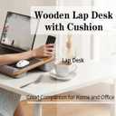 Wooden Lap Desk with Cushion,Work from Home Solution, Lightweight, Fits up to 17 inches Laptop,Lightweight Stand with Soft Wrist Pad,Laptop Pad for Couch