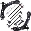 LCWRGS 8pcs Front Suspension Kit for 2005-2010 Chevy Cobalt, 2006-2011 Chevy HHR, 2007-2009 Pontiac G5, 2005-2006 Pontiac Pursuit, 2 Lower Control Arms 2 Sway Bars 4 Outer Inner Tie Rods