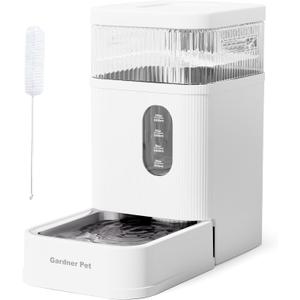 Gardner Pet Automatic Dog Water Dispenser Gravity Waterer with Stainless Steel Bowl Water Dispenser 8.5L Large Capacity Water Feeder with Filters for Dogs Cats Pets, BPA-Free Noise-Free (White, 8.5L)