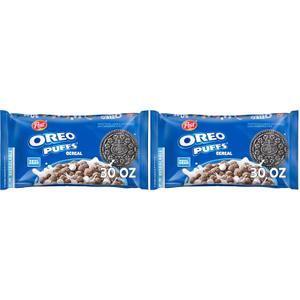 Post OREO PUFFS Cereal, Chocolate Breakfast Cereal, 30 oz bag (Pack of 2) BBD Jan 16 2027