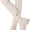 N.N.G Women Over the Knee Boots Low Heel Winter Block Suede Thigh High Chunky OTK Long Comfort (7)