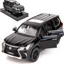 BDTCTK 1/32 Compatible for Lexus LX570 Off-Road in Luxury SUV Model Car, Zinc Alloy Pull Back Toy car with Sound and Light for Kids Boy Girl Gift(Black)
